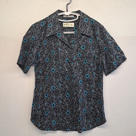 Orvis Tops - Orvis Women's 10 Button Up Stitched Flowers Blouse